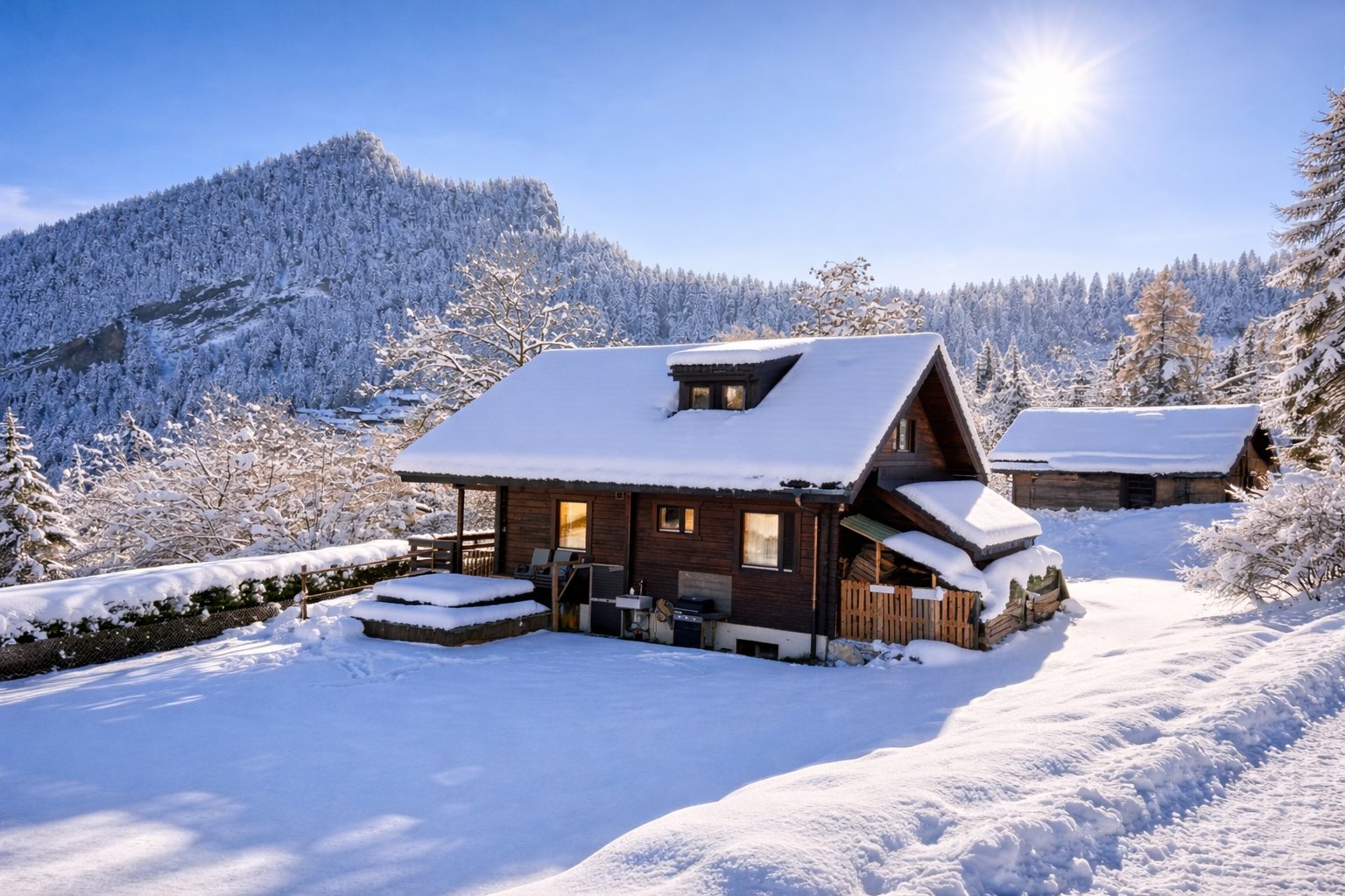Chalet L’Ardoise sous la neige